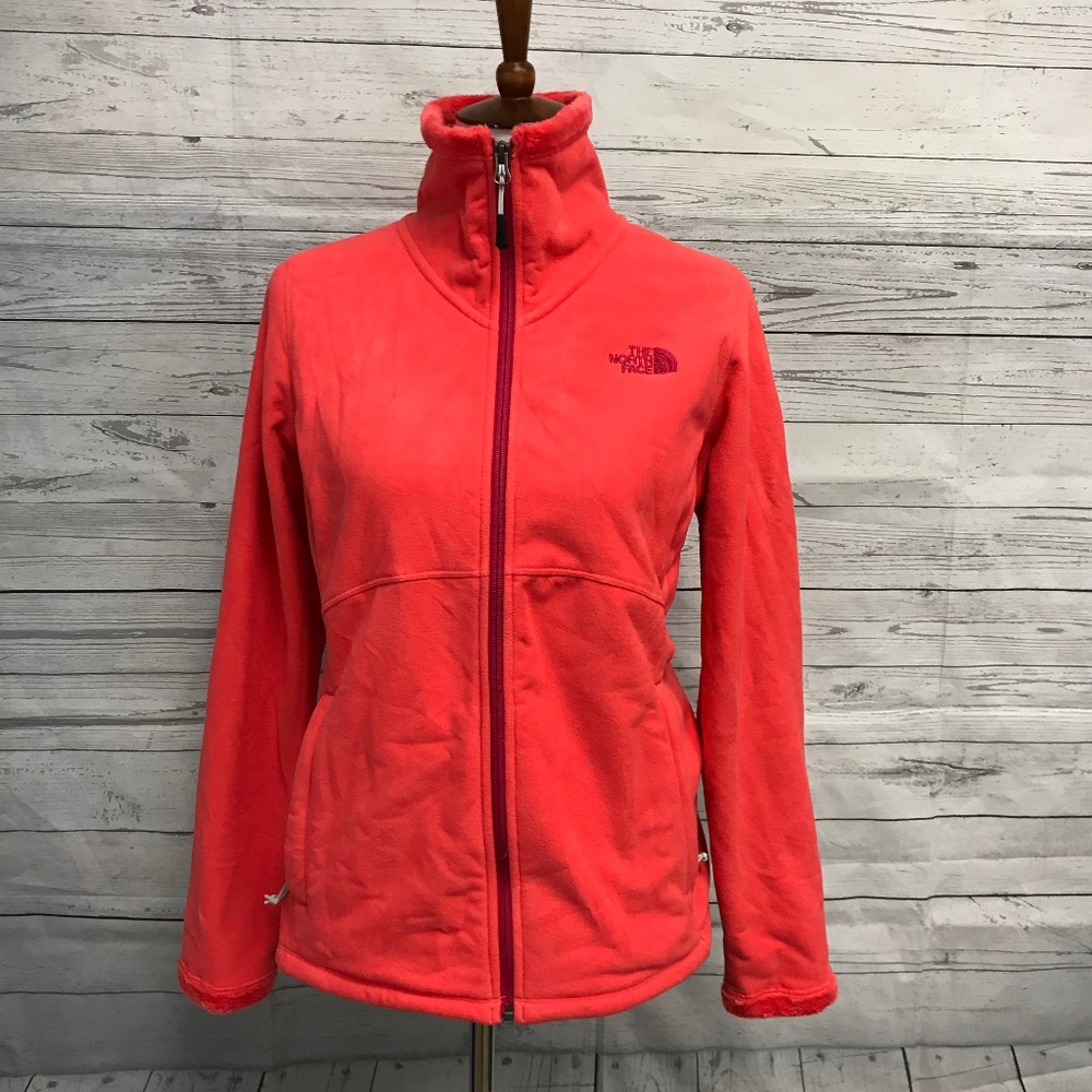 The North Face Red Fuzzy Zip Front Jacket